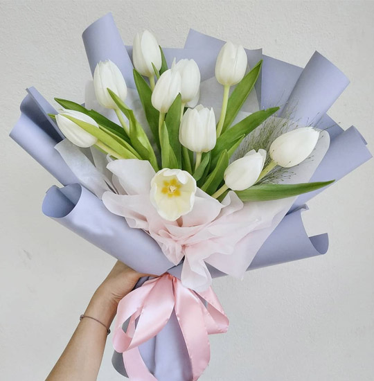 10 Pcs White Tulips In A Bouquet To Manila | Delivery 10 Pcs White Tulips  In A Bouquet To Philippines