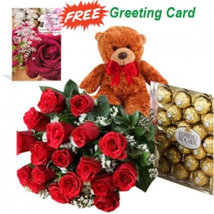 red roses with bear and chocolate to philippines