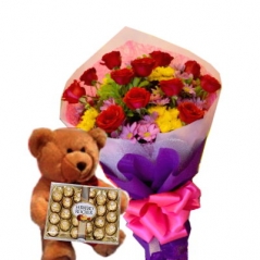 Send 12 red rose with bear and chocolate to philippines