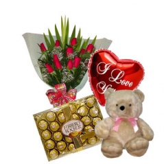 send 12 red roses with bear balloon and chocolate to philippines