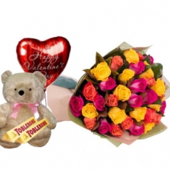 combo gifts of roses with chocolate and balloon to philippines