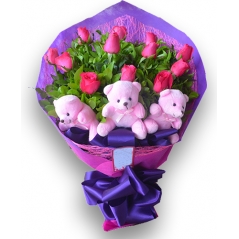 send 12 pink roses with 3 mini bear to philippines