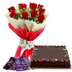 send roses with cake and choco