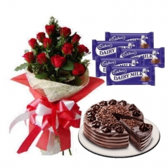 send 12 red roses in bouquet with cake to philippines