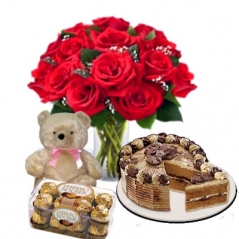 send flower with cake and teddy bear with chocolate to Philippines