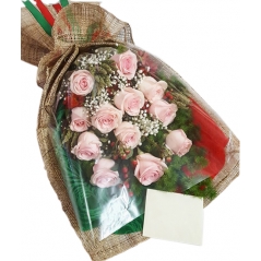 12 Pink Ecuadorian Roses in Bouquet To Manila