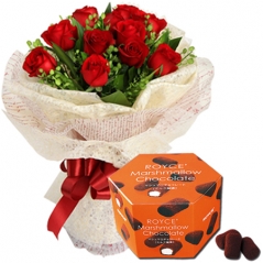 12 red rose bouquet with milk coffie chocolate to manila
