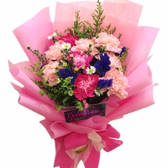 9 Pink and 3 Red Carnations Bouquet