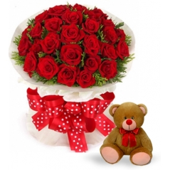 Send red roses with teddy bear to manila