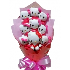9 pcs Mini Cute Hello Kitty in a Bouquet