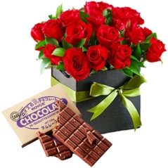 12 red roses box with royce raisin chocolate to manila