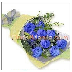 12 Blue Holland Roses in Bouquet Online Delivery to Manila Philippines