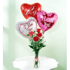 3pcs Roses w/ 3pcs Balloons for valentines Send to Manila Philippines