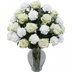 white Roses & carnation in Vase Delivery to Manila Philippines