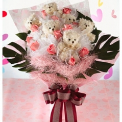 Baby Pink Roses & Bear Bouquet Delivery to Manila Philippines