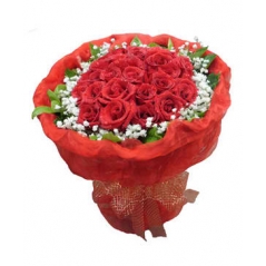 24 Red Roses with Greenery Bouquet