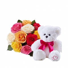 2 Dozen Red Roses w/ Bear Delivery to Manila