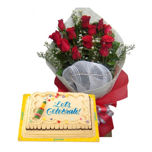 Send 12 Red Roses with Birthday Dedication cake by goldilocks to Philippines