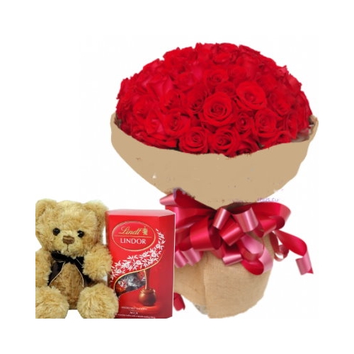 36 red rose with bear and chocolate to philippines