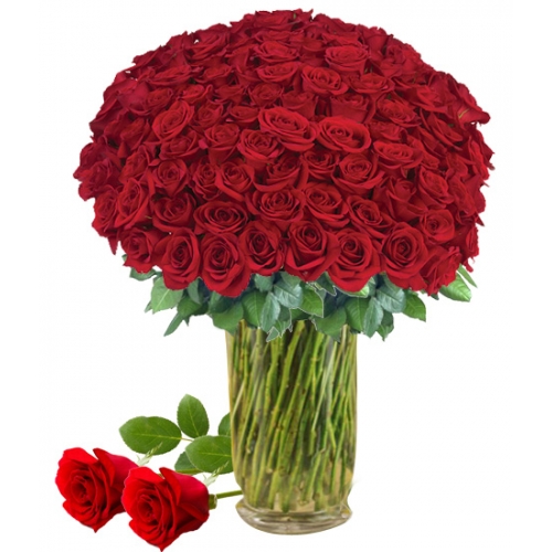 100 Stem Red Roses in Vase Delivery To Philippines