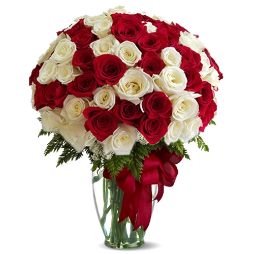 One Hundred Mixed Roses in Vase