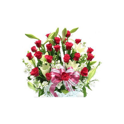 24 Red Roses in Basket Delivery to Manila Philippines