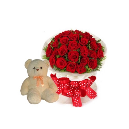 24 Red Rose with Bear Send philippines