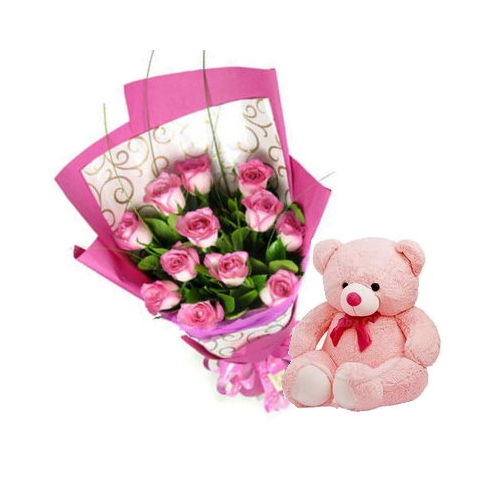 12 Red Rose with Bear Send philippines