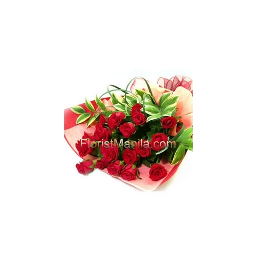 18 Red Roses in Bouquet Online Delivery to Manila Philippines