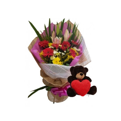 Gerbera w/ Mini Bear & Chocolate Delivery to Manila Philippines