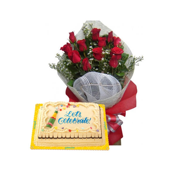 Send 12 Red Roses with Birthday Dedication cake by goldilocks to Philippines