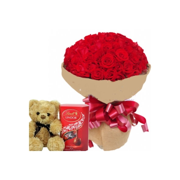 36 red rose with bear and chocolate to philippines