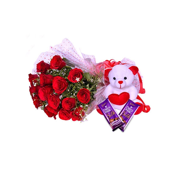 send 12 red roses with bear and chocolate to manila in the Philippines