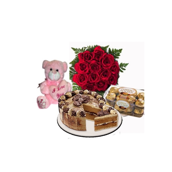 12 red roses cake chocolate and bear to philippines