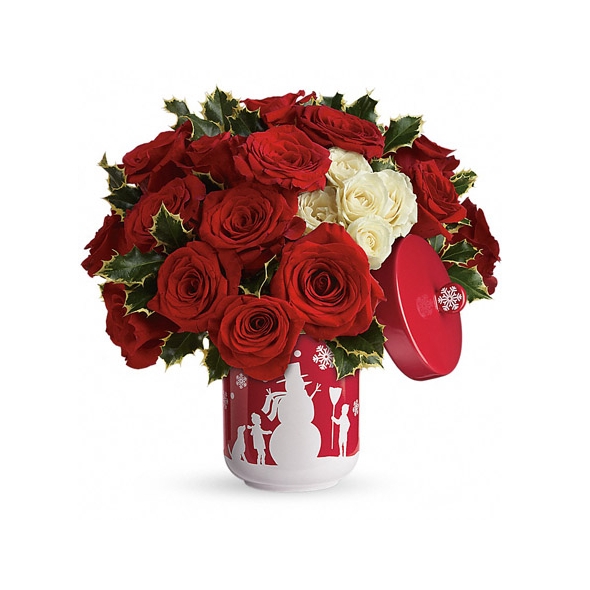 send christmas red roses in vase to manila philioppines