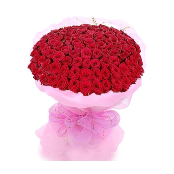 100 Red Roses in bouquet delivery to Philippines