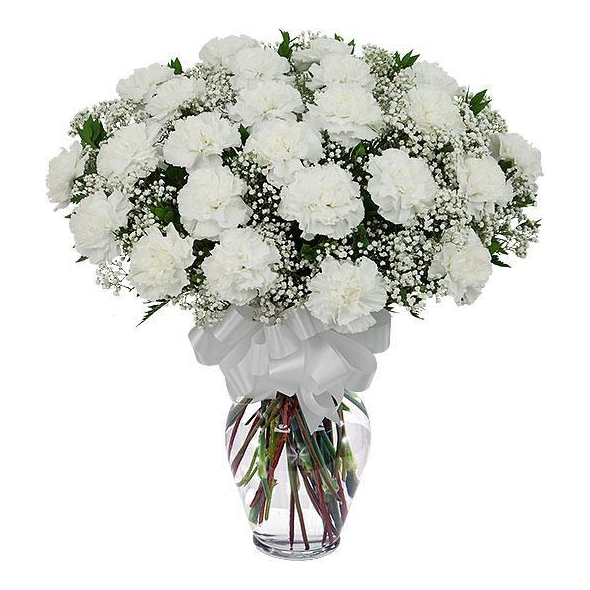 24 White Carnations in Vase Delivery Manila