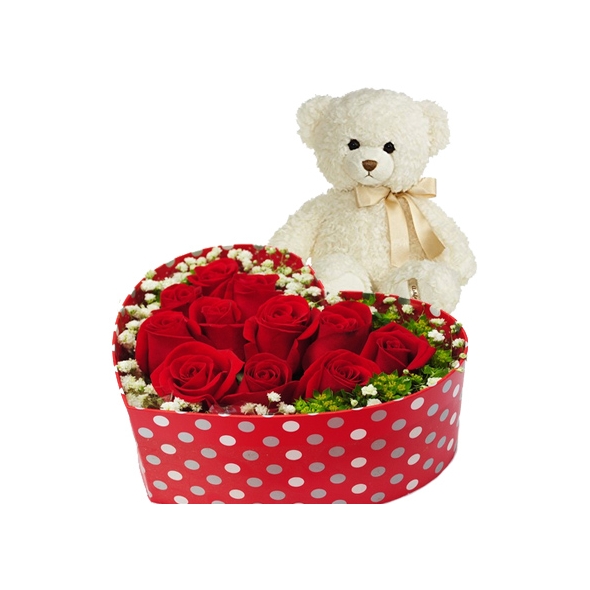 1 dozen red roses w/ bear Delivery to Manila Philippines