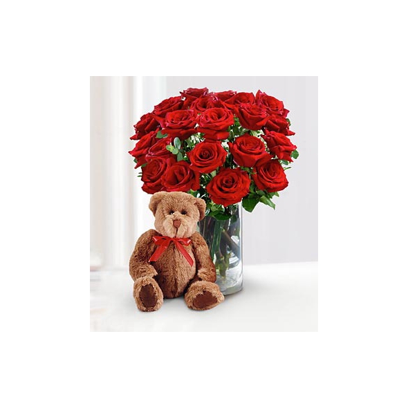 2 Dozen Red Roses w/ Bear for valentines Delivery to Manila Philippines