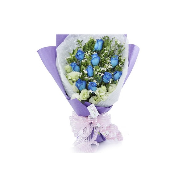 12 Blue & 6 white Roses Bouquet Delivery to Manila Philippines