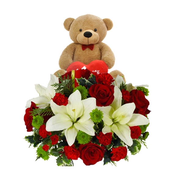 X-mas Flower basket with bear  Delivery To Manila Philippines