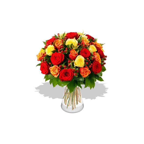 24 Bright Multi Color Roses in Vase Send to Manila Philippines