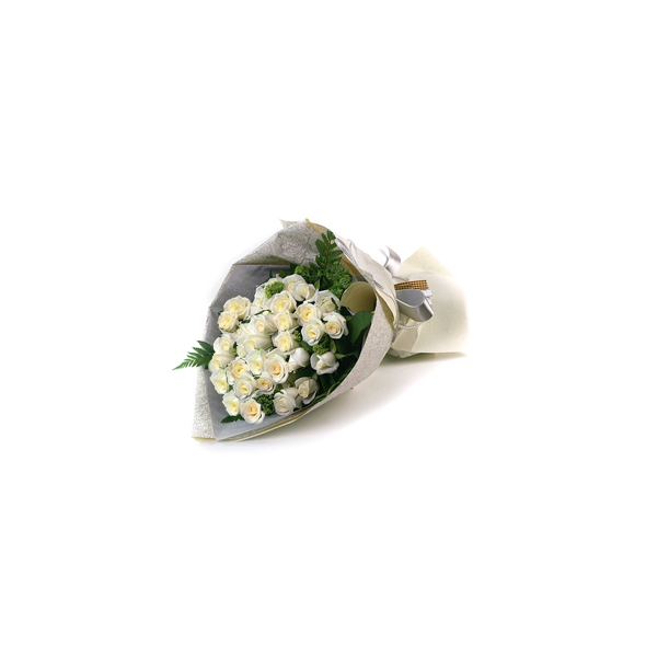 24 Bright White Roses in Bouquet Online Delivery to Manila Philippines