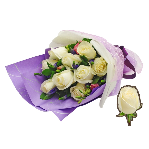 11 White Roses in Bouquet Online Delivery to Manila Philippines