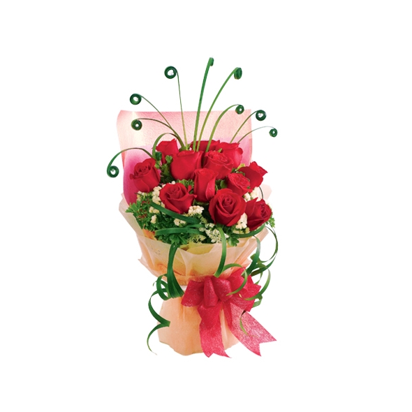 12 Bright Red Roses in Bouquet Online Delivery to Manila Philippines