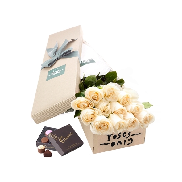 12 White rose box with chocolate box  to Manila Philippines