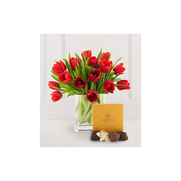 Red Tulips w/ Chocolates to manila