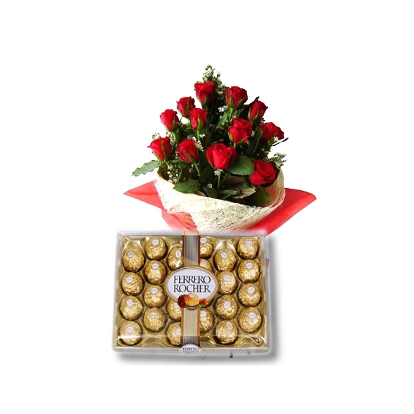 12 Roses w/ chocolate delivery to Manila Philippines