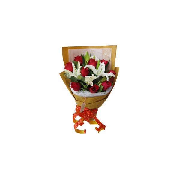 2 White lilies & 6 Red Roses Bouquet Delivery to Manila