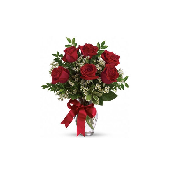 6 Red Roses in Vase Send to Manila Philippines